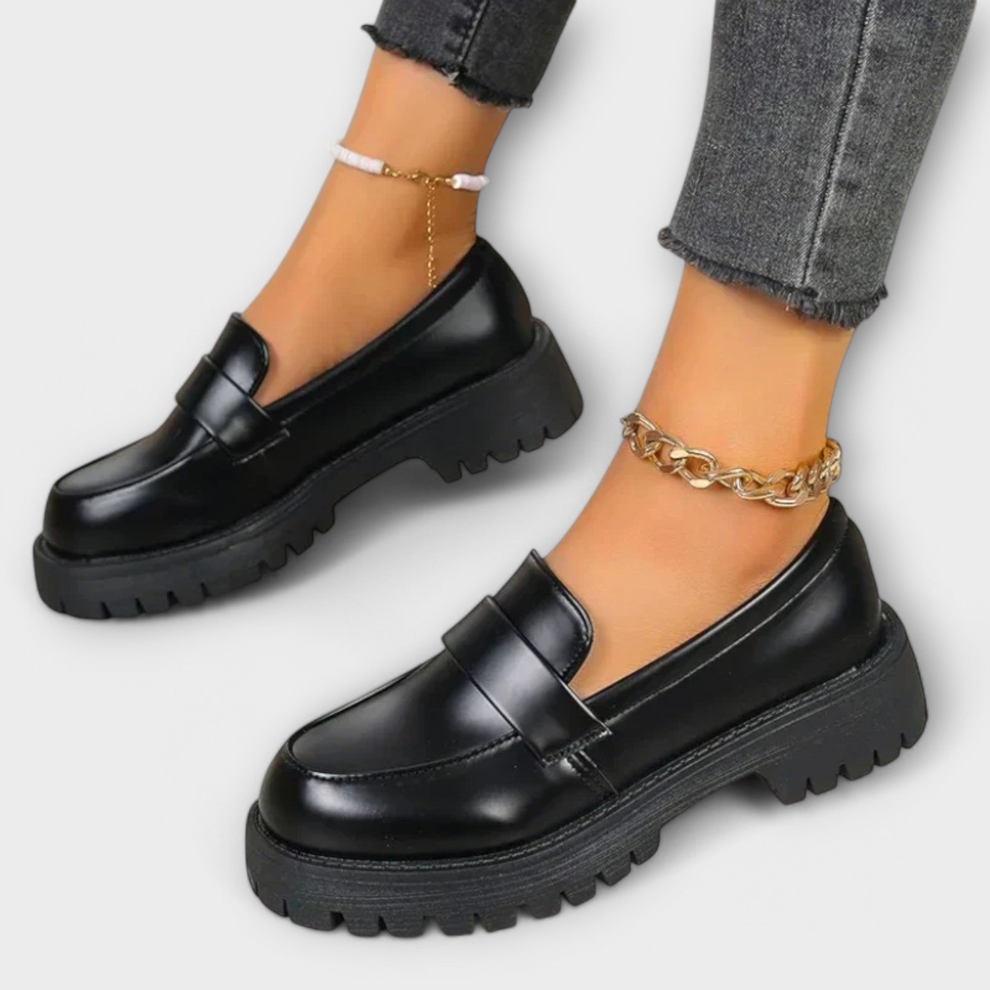Rosa Ortopædiske Loafers, set forfra